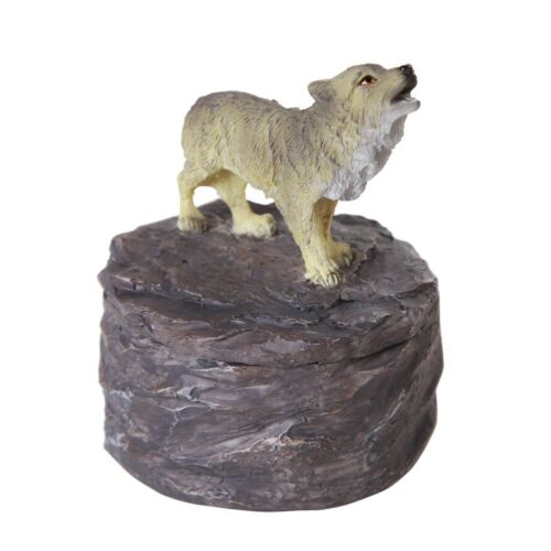 ebros gift Ebros Lone Majestic Wolf Mini Resin Trinket Box 3.15 Inches Tall (Gray Wolf)