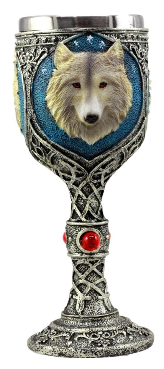 Ebros Gift Ebros Lone Wolf Celtic Magic 7oz Wine Chalice Goblet 7oz Home Kitchen And Dining Decor Accessory Ceremonial Goblet For Direwolf Wolves Timberwolf Coyote Fans