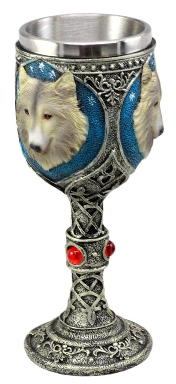 Ebros Gift Ebros Lone Wolf Celtic Magic 7oz Wine Chalice Goblet 7oz Home Kitchen And Dining Decor Accessory Ceremonial Goblet For Direwolf Wolves Timberwolf Coyote Fans