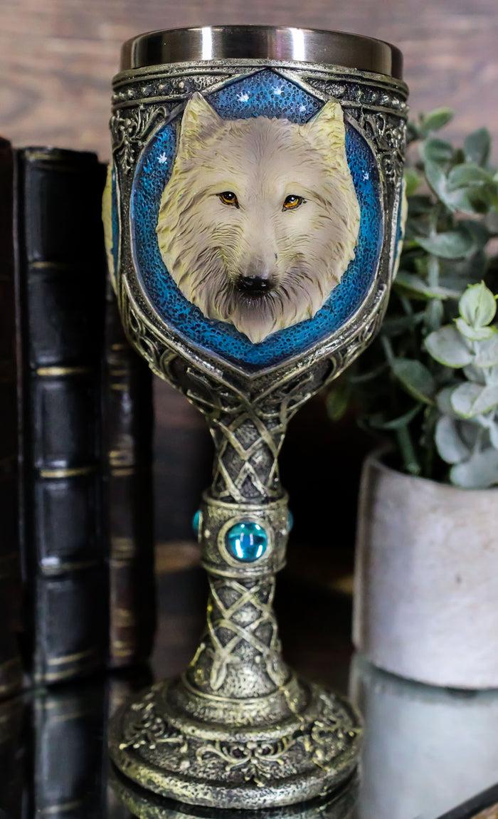 ebros gift Ebros Lone Wolf Celtic Magic 7oz Wine Chalice Goblet 7oz Home Kitchen And Dining Decor Accessory Ceremonial Goblet For Direwolf Wolves Timberwolf Coyote Fans