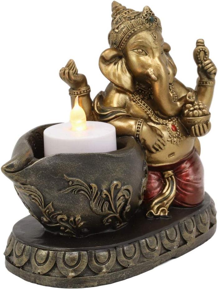 Ebros Gift Ebros Lord God Ganesha With Modaka Bowl Of Sweets Votive Candle Holder Figurine