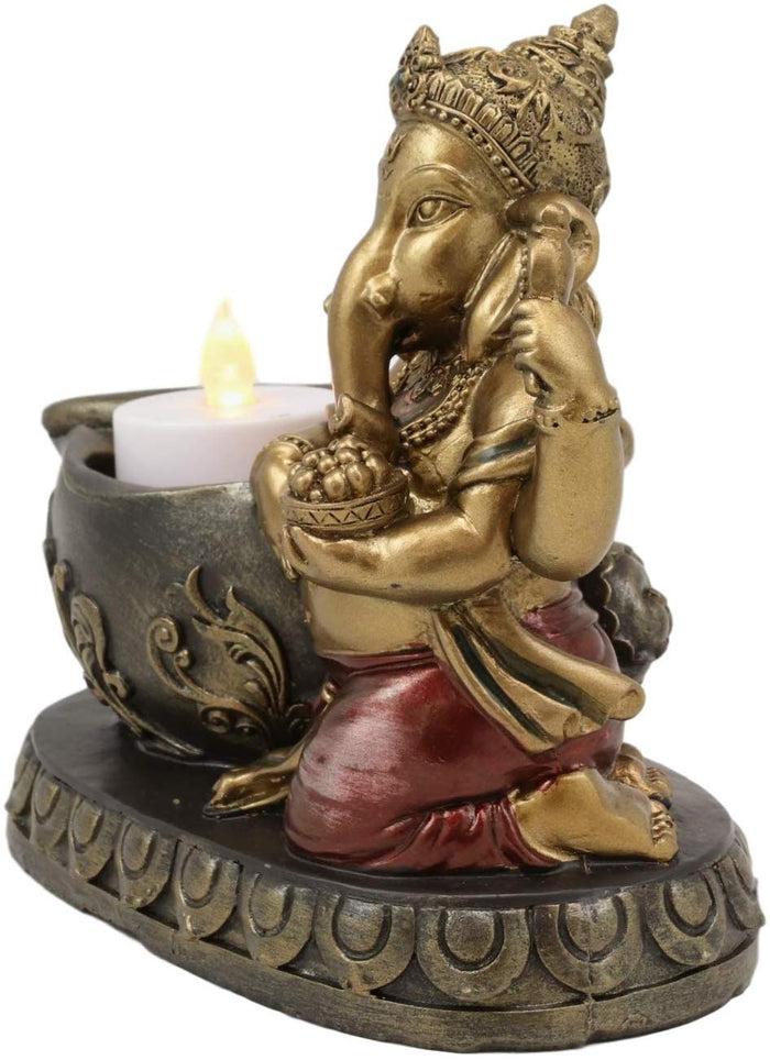 Ebros Gift Ebros Lord God Ganesha With Modaka Bowl Of Sweets Votive Candle Holder Figurine