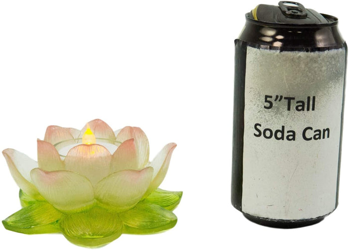 Ebros Gift Ebros Lotus Flower Tea Light Candle Holder Statue 4.5"W (Translucent Acrylic)