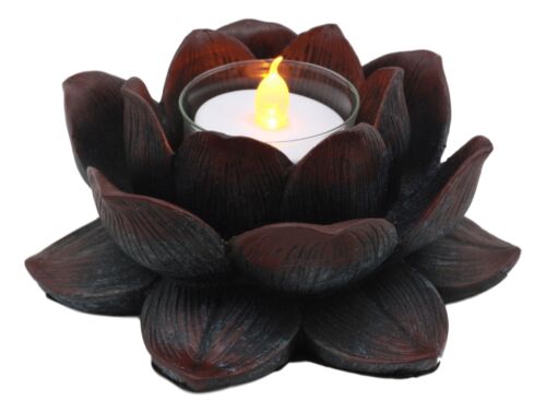 Ebros Gift Ebros Lotus Meditation Flower Tea Light Candle Holder 4.5"W (Bronze Patina)