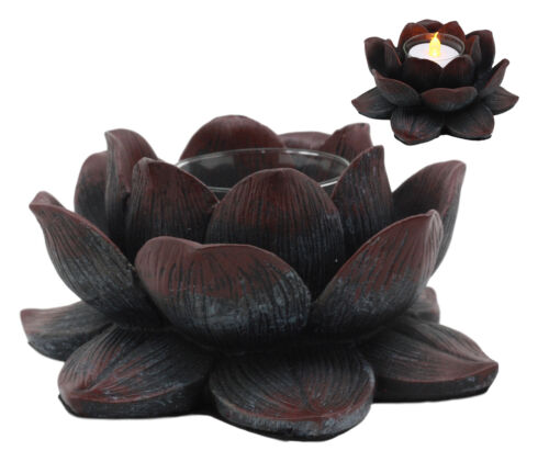 Ebros Gift Ebros Lotus Meditation Flower Tea Light Candle Holder 4.5"W (Bronze Patina)