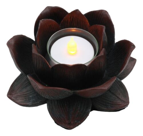 Ebros Gift Ebros Lotus Meditation Flower Tea Light Candle Holder 4.5"W (Bronze Patina)