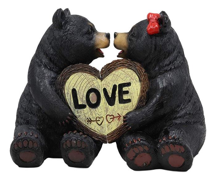 Ebros Gift Ebros Love Is In The Air Black Bear Couple Kissing And Holding Hands 2 Piece 5"H