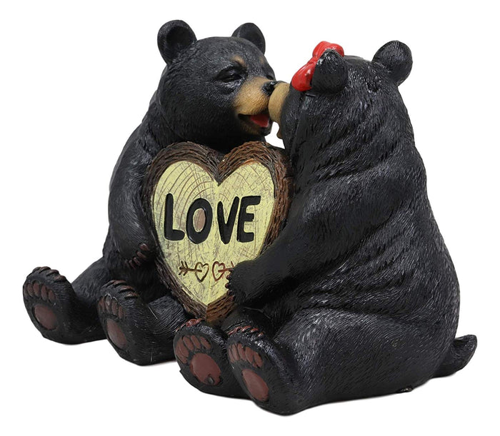 Ebros Gift Ebros Love Is In The Air Black Bear Couple Kissing And Holding Hands 2 Piece 5"H