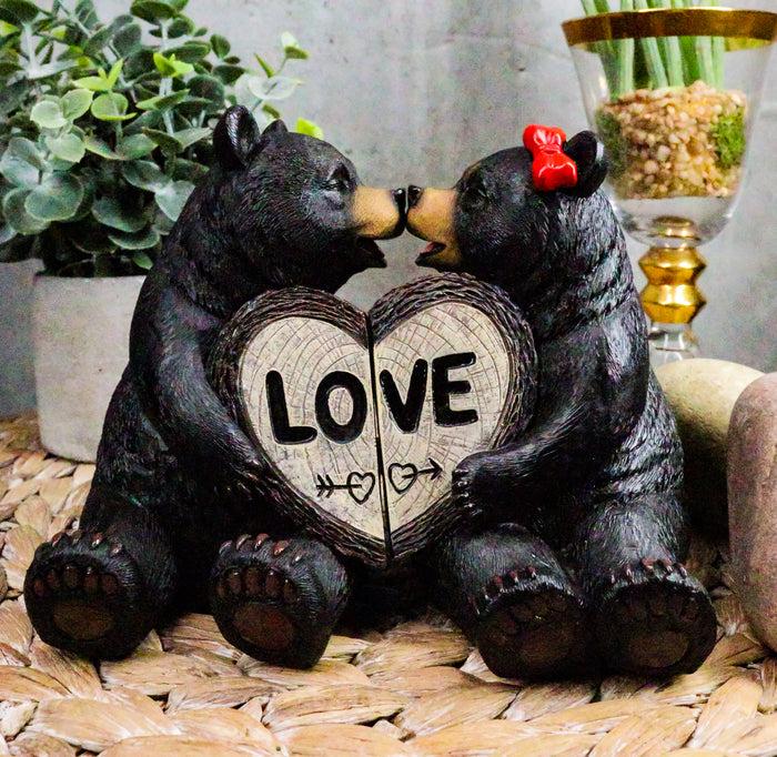 ebros gift Ebros Love is in The Air Black Bear Couple Kissing and Holding Hands 2 Piece 5"H