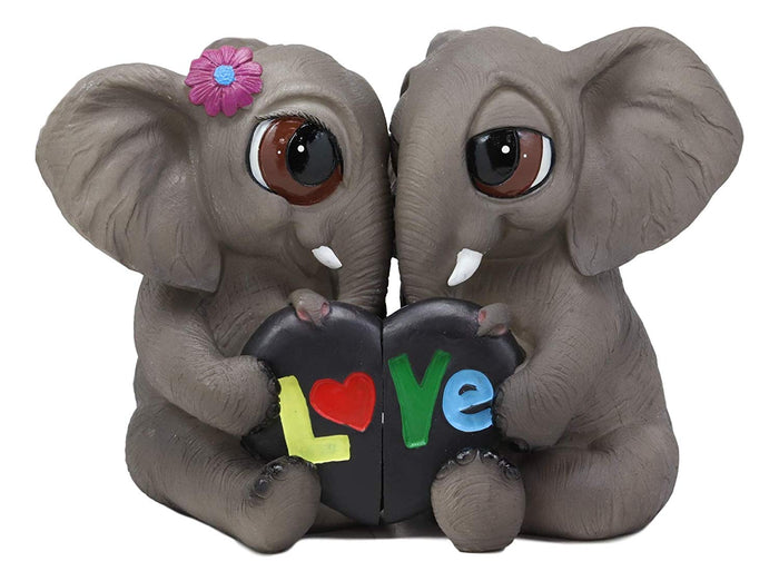 Ebros Gift Ebros Love Is In The Air Lucky Elephant Couple Figurines 2 Parts Set 7.25"L