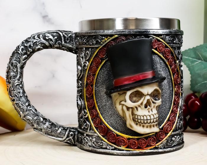 Ebros Gift Ebros Love Never Dies Bride & Groom Skulls W/ Rose Wreaths Scroll 2-Sided Mug