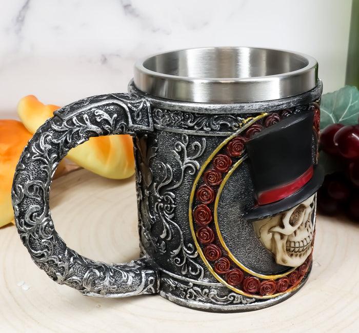 Ebros Gift Ebros Love Never Dies Bride & Groom Skulls W/ Rose Wreaths Scroll 2-Sided Mug