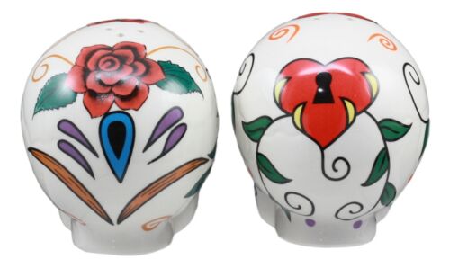 Ebros Gift Ebros Love Never Dies Sugar Skulls Day Of The Dead Ceramic Salt And Pepper Shakers Set