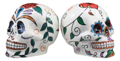 Ebros Gift Ebros Love Never Dies Sugar Skulls Day Of The Dead Ceramic Salt And Pepper Shakers Set