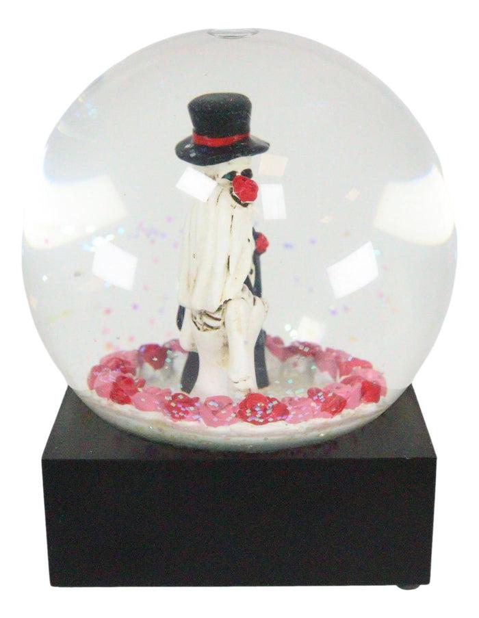 Ebros Gift Ebros Love Never Dies Wedding Day Bride And Groom Skeleton Glitter Water Globe