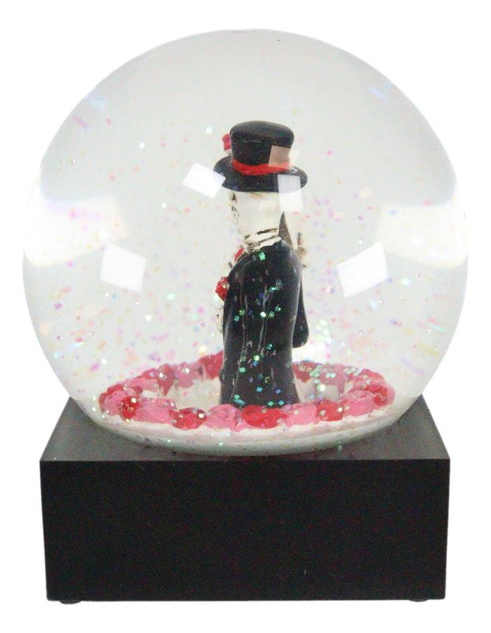 Ebros Gift Ebros Love Never Dies Wedding Day Bride And Groom Skeleton Glitter Water Globe