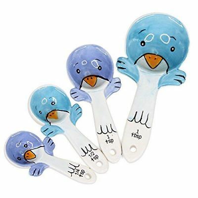 ebros gift Ebros Loveable Little Spring Birds Ceramic Measuring Spoons Set of 4