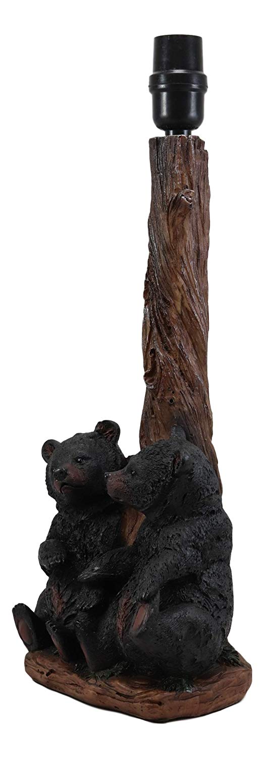 Ebros Gift Ebros Loving Siblings Two Baby Black Bear Cubs Table Lamp Sculpture With Shade