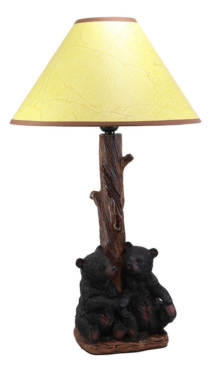 Ebros Gift Ebros Loving Siblings Two Baby Black Bear Cubs Table Lamp Sculpture With Shade