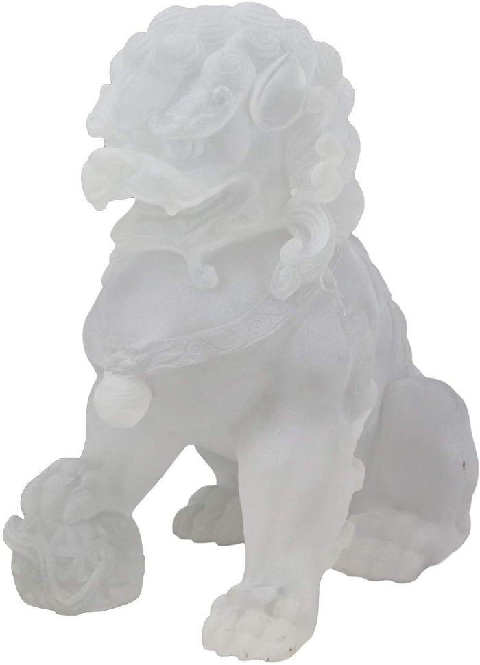 Ebros Gift Ebros Lucite Acrylic Translucent Left And Right Pair Of Foo Dog Lion Statues Set