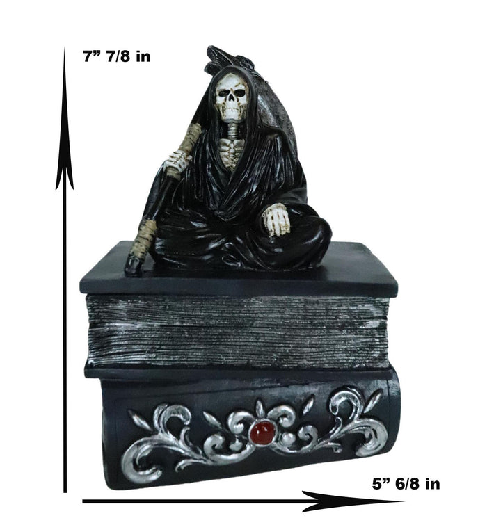 Ebros Gift Ebros Macabre Grim Reaper With Scythe Sitting On Books Of Life Jewelry Box