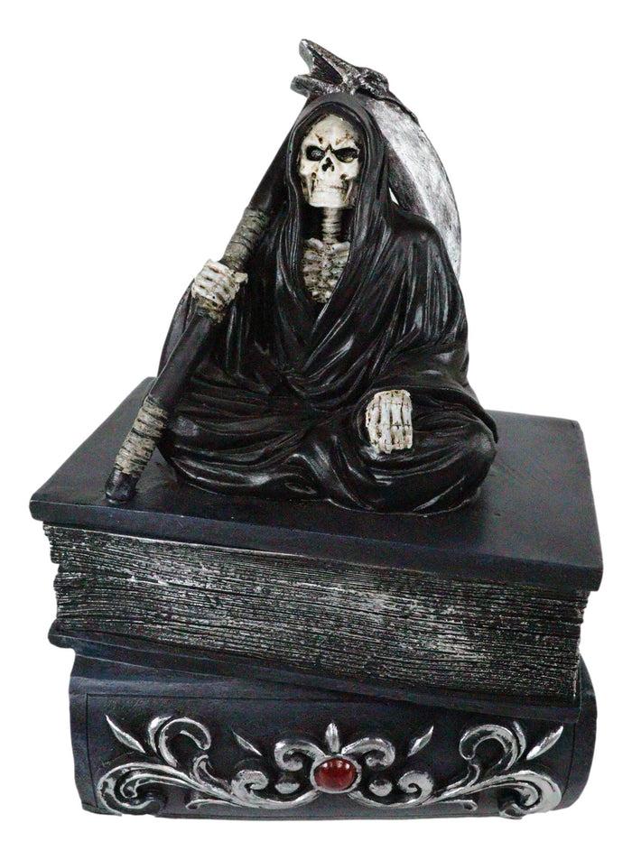 Ebros Gift Ebros Macabre Grim Reaper With Scythe Sitting On Books Of Life Jewelry Box