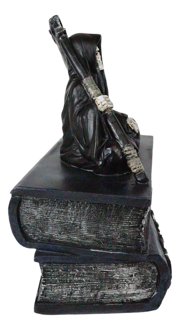 Ebros Gift Ebros Macabre Grim Reaper With Scythe Sitting On Books Of Life Jewelry Box