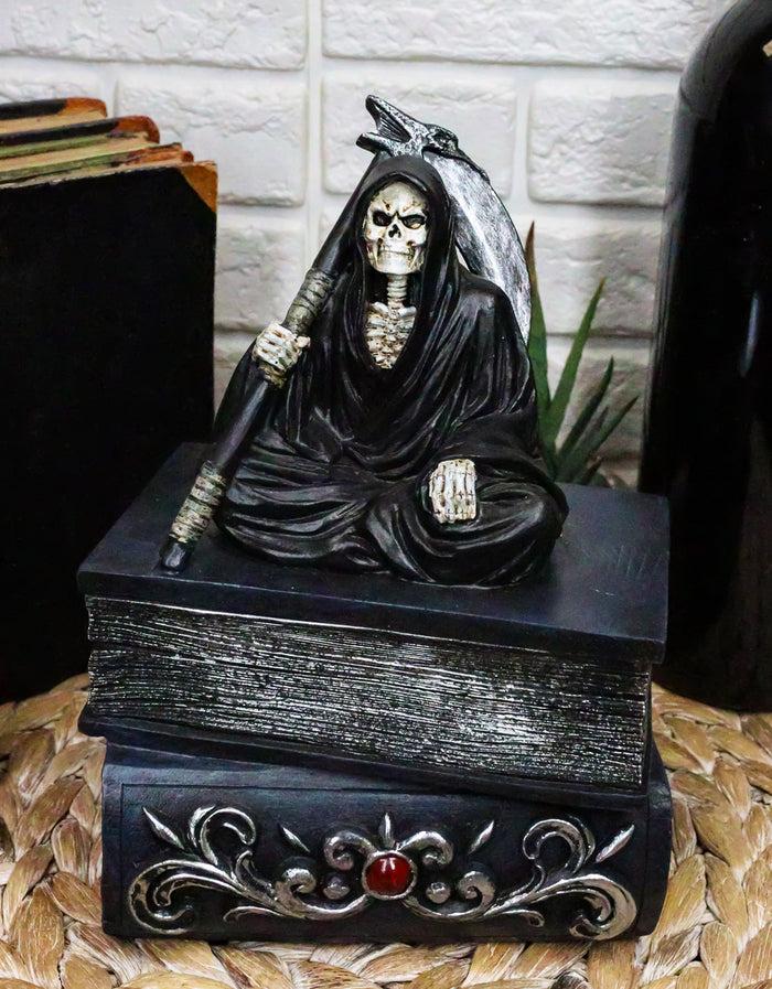 ebros gift Ebros Macabre Grim Reaper With Scythe Sitting On Books Of Life Jewelry Box