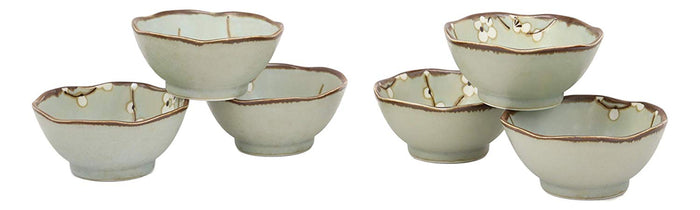 Ebros Gift Ebros Made In Japan 3.75" Diameter Light Blue Plum Set Of 6 Irregular Bowls