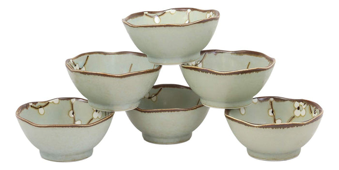 Ebros Gift Ebros Made In Japan 3.75" Diameter Light Blue Plum Set Of 6 Irregular Bowls
