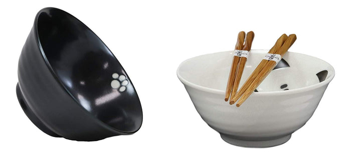 Ebros Gift Ebros Made In Japan Black And White Lucky Meow Cats Bowl Set Of 2 With Chopstick