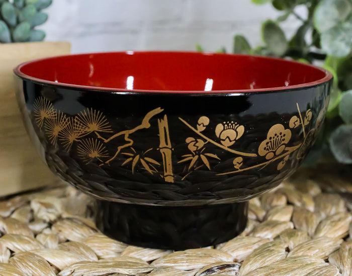 Ebros Gift Ebros Made In Japan Black Red And Royal Gold Lacquer Copolymer Bowl 8oz Set Of 6