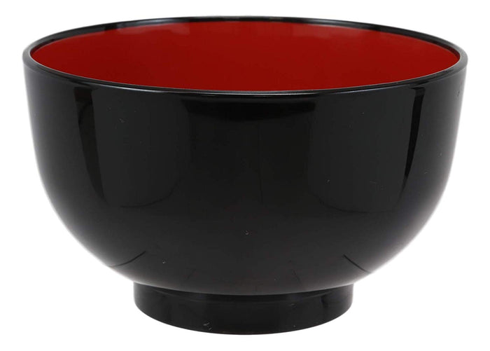 Ebros Gift Ebros Made In Japan Black Red Lacquer Copolymer Plastic Large Bowl 38oz Set Of 6