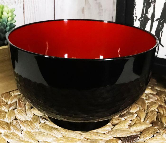 ebros gift Ebros Made In Japan Black Red Lacquer Copolymer Plastic Large Bowl 38oz Set of 6