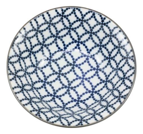Ebros Gift Ebros Made In Japan Blue Geometric Circles Ceramic Bowls Set Of 4 Rice Meal Soup Dine