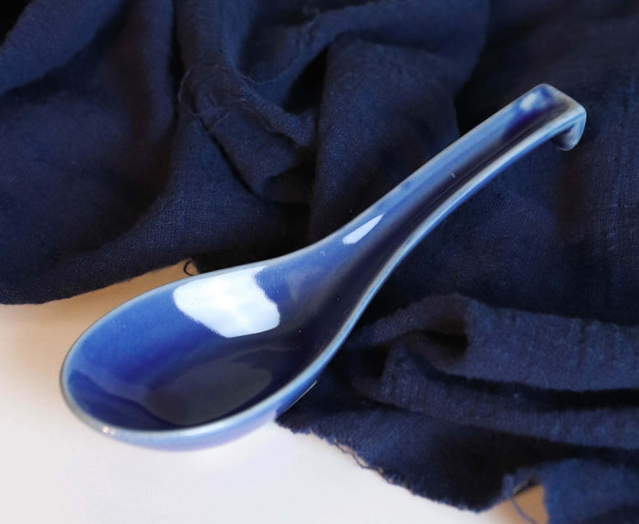Ebros Gift Ebros Made In Japan Ceramic Glossy Ocean Blue Spoons W/ Ladle Hook Set Of 6