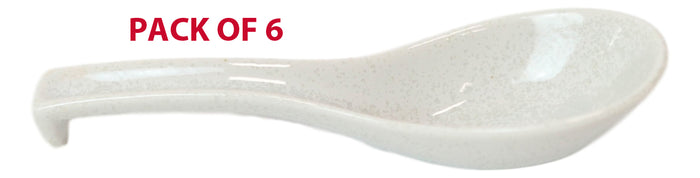 Ebros Gift Ebros Made In Japan Ceramic Glossy Speckled White Spoons W/ Ladle Hook Set Of 6
