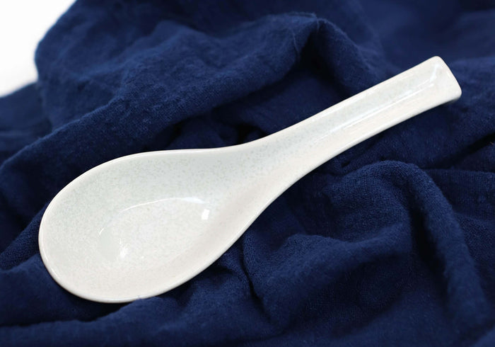 Ebros Gift Ebros Made In Japan Ceramic Glossy Speckled White Spoons W/ Ladle Hook Set Of 6
