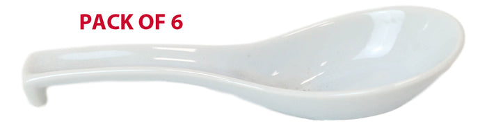 Ebros Gift Ebros Made In Japan Ceramic Glossy White Soup Spoons With Ladle Hook Set Of 6