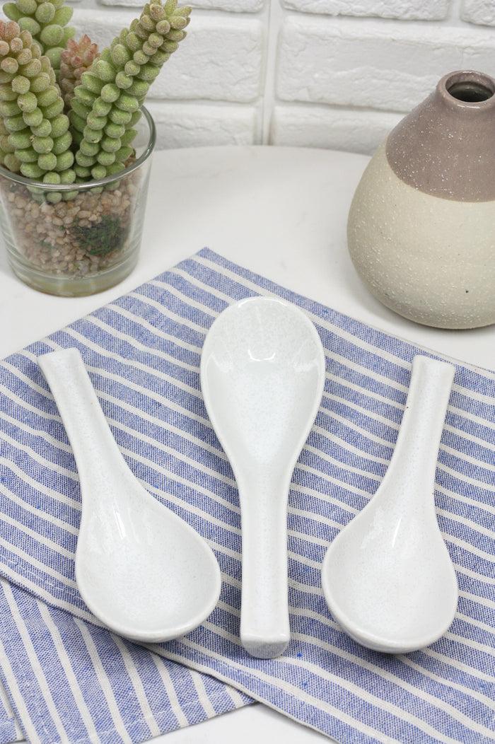 Ebros Gift Ebros Made In Japan Ceramic Glossy White Soup Spoons With Ladle Hook Set Of 6