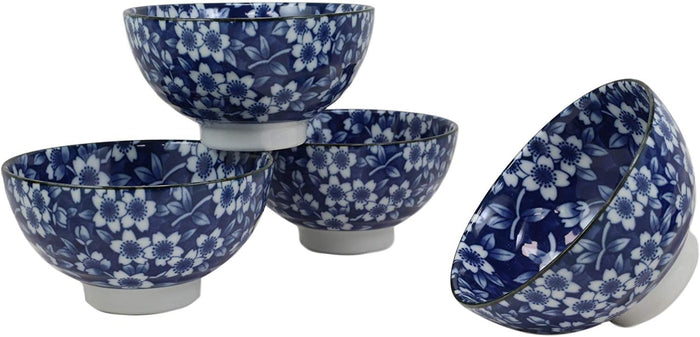 ebros gift Ebros Made in Japan Ming Design 12oz Rice Soup Cereal Porcelain Bowls Set of 4