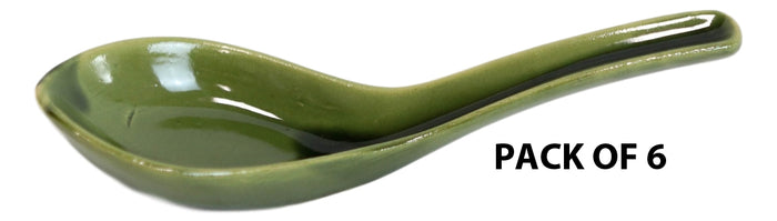Ebros Gift Ebros Made In Japan Modern Glazed Ceramic Shades Of Green Soup Spoons Set Of 6