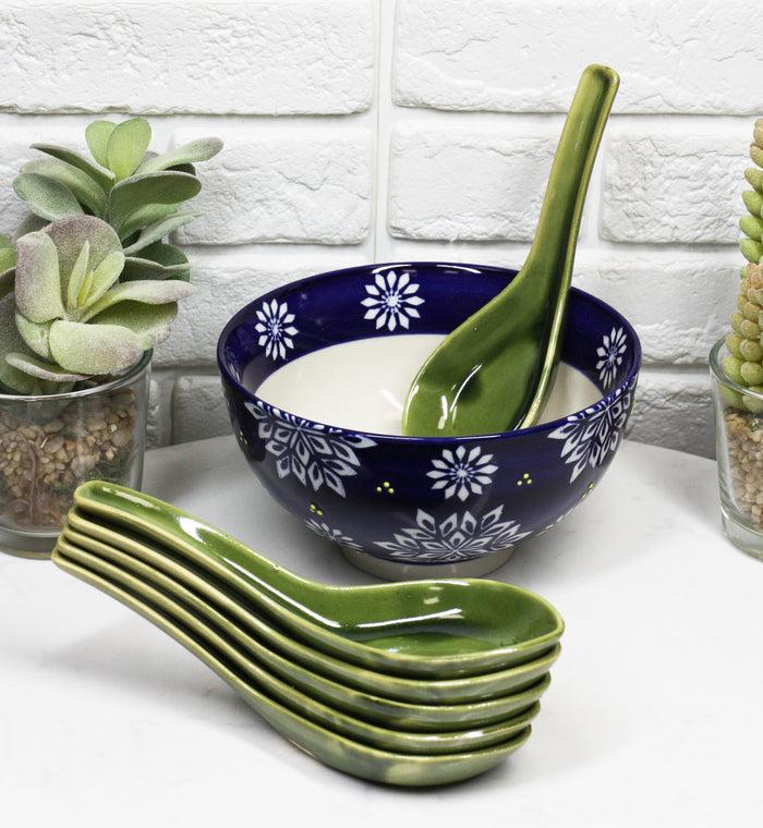 Ebros Gift Ebros Made In Japan Modern Glazed Ceramic Shades Of Green Soup Spoons Set Of 6