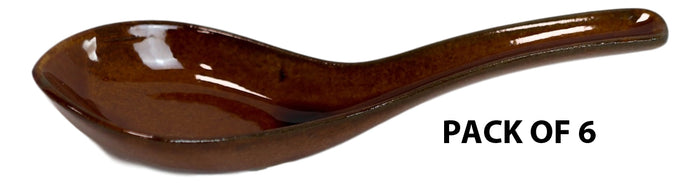 Ebros Gift Ebros Made In Japan Modern Sleek Glazed Ceramic Cherry Red Soup Spoons Set Of 6