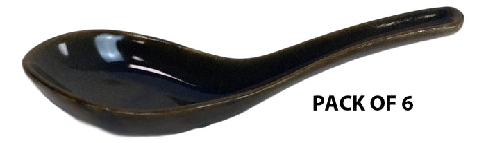 Ebros Gift Ebros Made In Japan Modern Sleek Glazed Ceramic Mocha Brown Soup Spoons Set Of 6