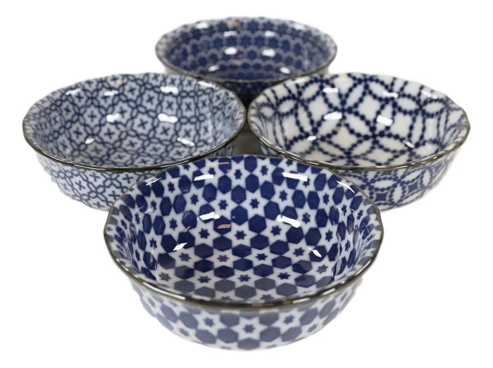 Ebros Gift Ebros Made In Japan Multi Pattern Ceramic Sauce Appetizer Dipping Bowl Set Serves 4