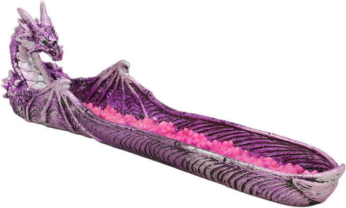 Ebros Gift Ebros Magenta Sunset Dragon Guarding Pink Crystal River Incense Burner Holder