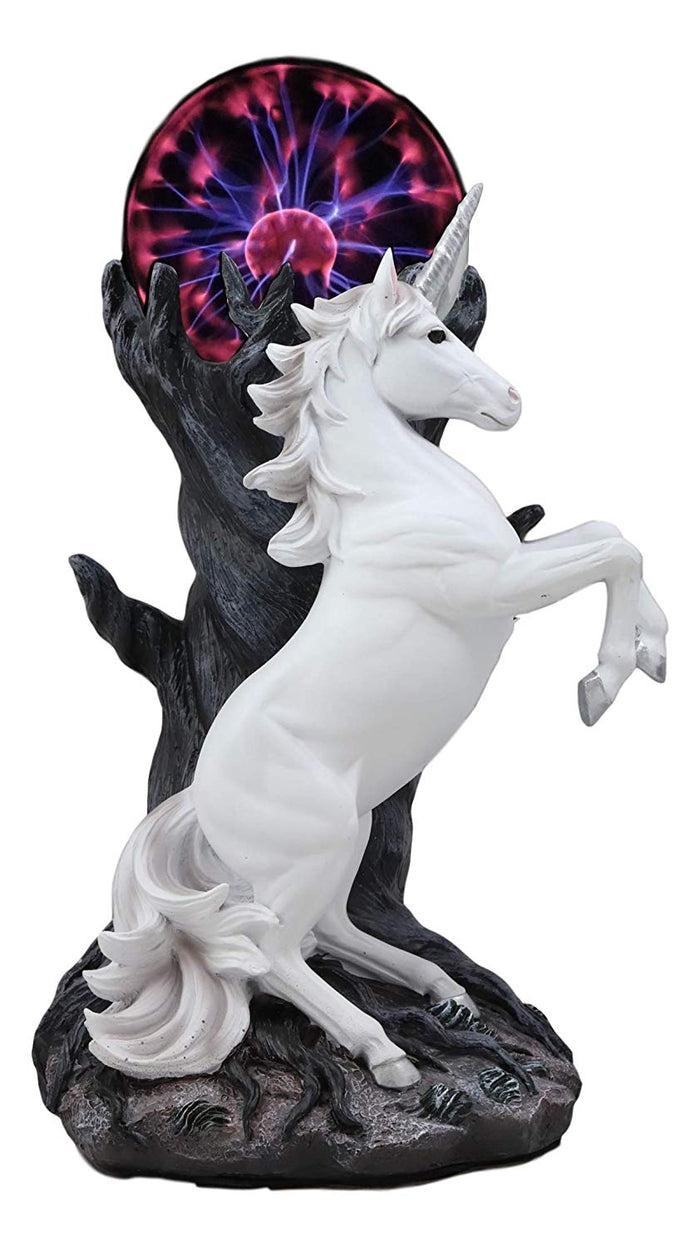 ebros gift Ebros Majestic Power Rearing White Unicorn Electrostatic Plasma Ball Lamp Statue