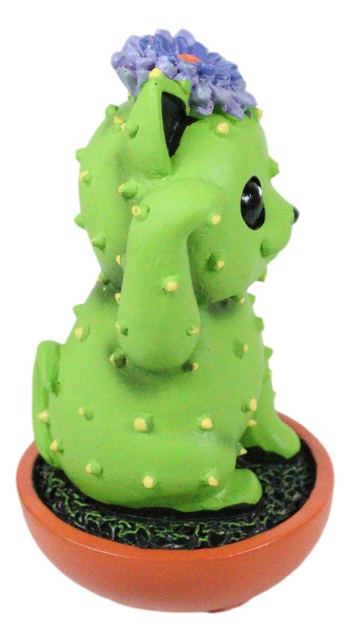 Ebros Gift Ebros Maneki Neko Kitty Cat Faux Succulent Cactus With Flower In A Pot Mini Figurine