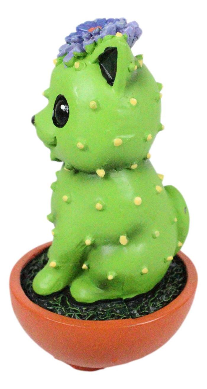 Ebros Gift Ebros Maneki Neko Kitty Cat Faux Succulent Cactus With Flower In A Pot Mini Figurine